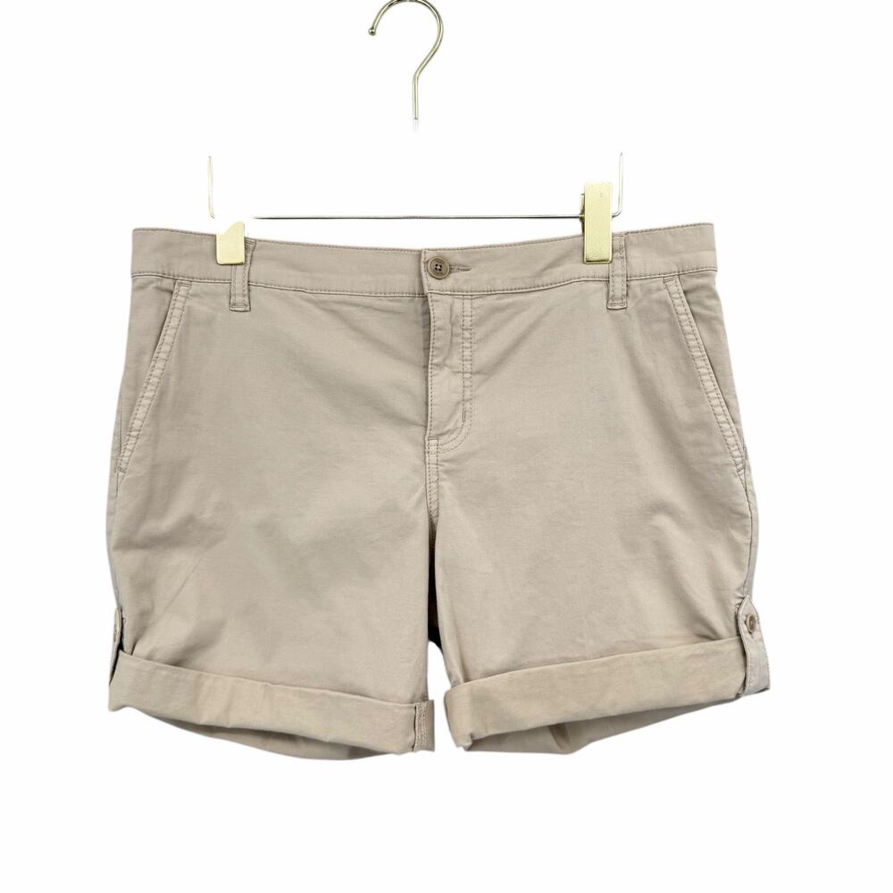 Tory Burch NWT Khaki Mid Rise Rolled Tight Fit Cotton Chino Shorts